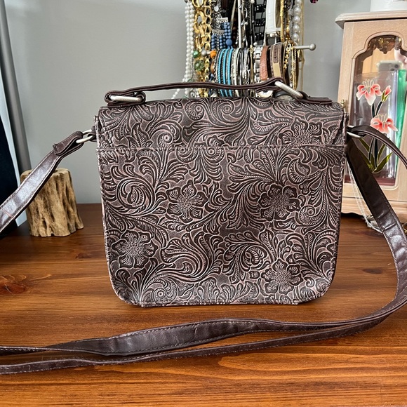 Mossimo Supply Co Tooled Leather Handbag - Picture 3 of 11